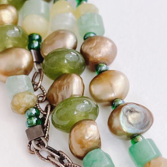 Silpada N1683 Sterling Silver Green Pearl Adventurine Jade Multi-Strand Necklace - Picture 6 of 11